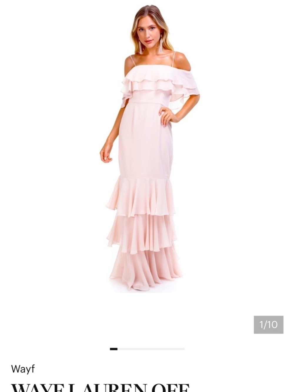 Wayf Blush Off-Shoulder Ruffle Tiered Maxi Dress